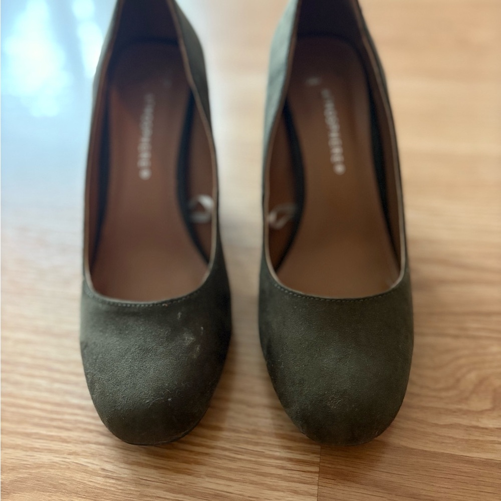 Atmosphere Dark Green Suede Heels